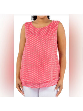 CRISTINA B sheer coral patterned sleeveless camisole blouse size XXL
